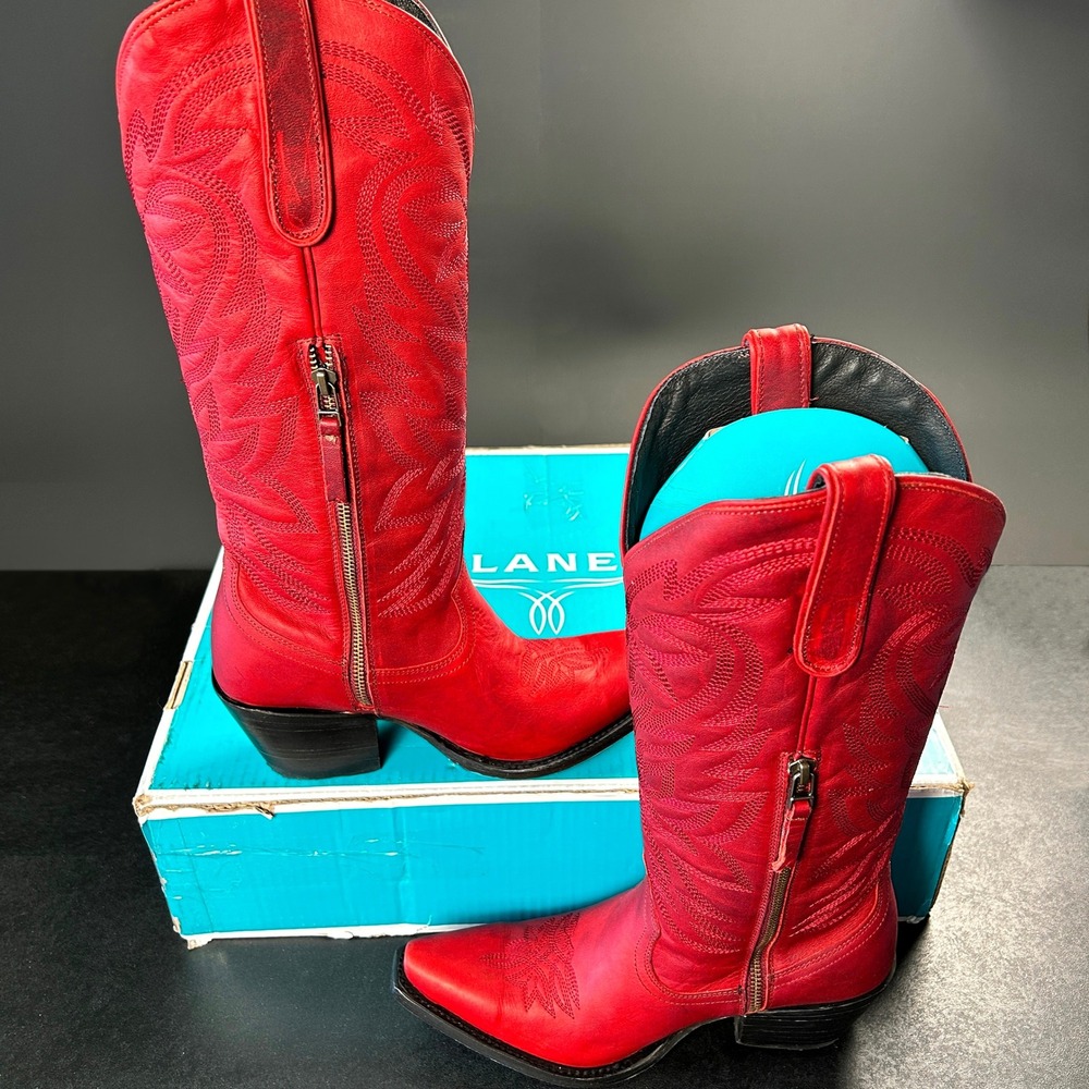 Lane Smokeshow Womens Cowboy Boots Smoldering Ruby Western Snip Toe Size 9 NEW - Picture 2 of 8